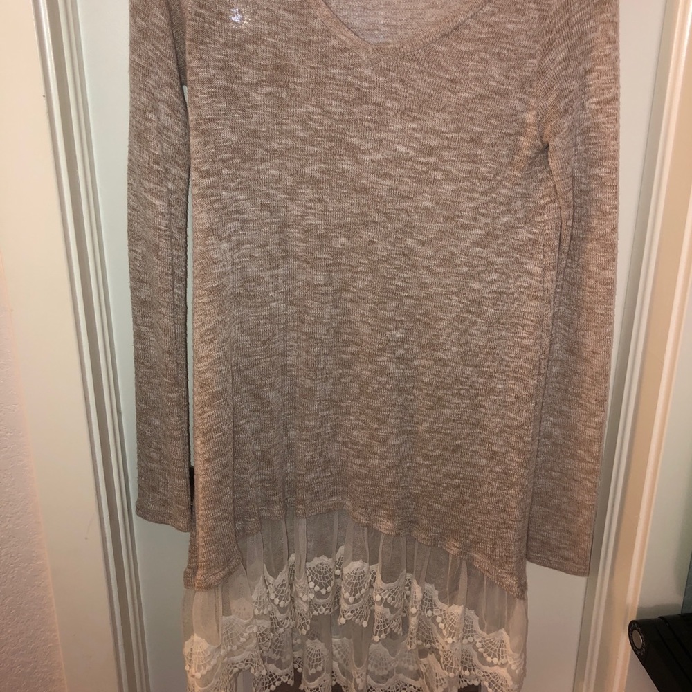Lace Trim sweater dress